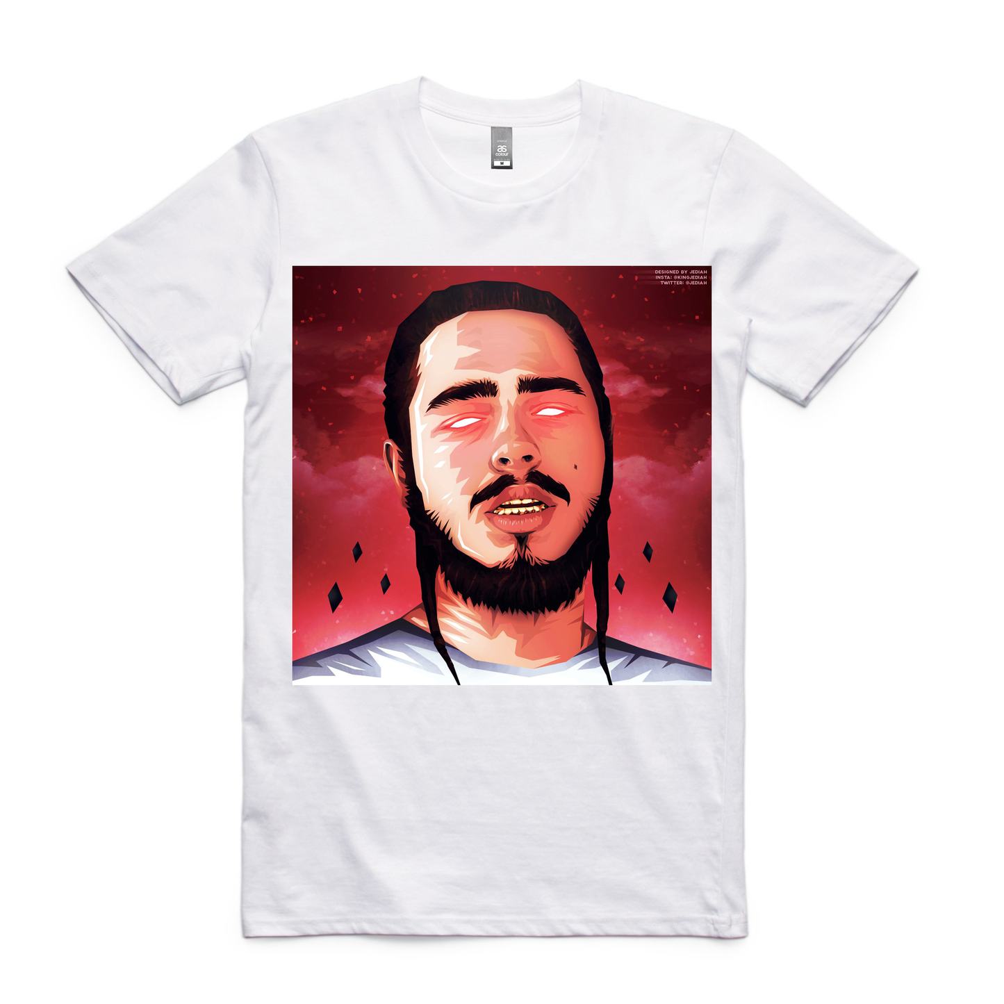 Post Malone Red Art Work Black/White