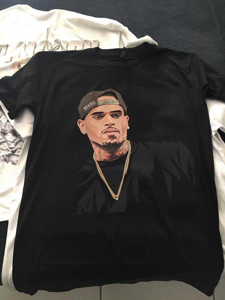 Chris Brown Shades Cartoon Print (Black & White)